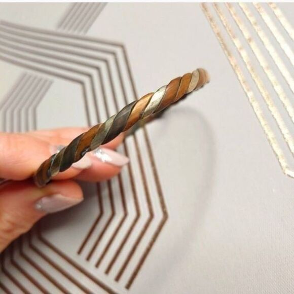 Twisted Silver & Copper Bracelet - Picture 1 of 3